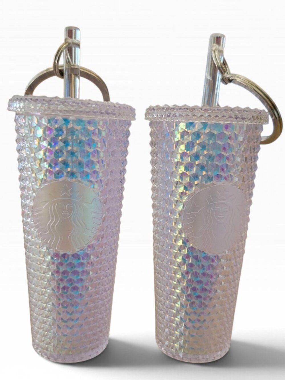 Starbucks Summer 2023 Unicorn Iridescent Studded Cold Cup Keychain Set